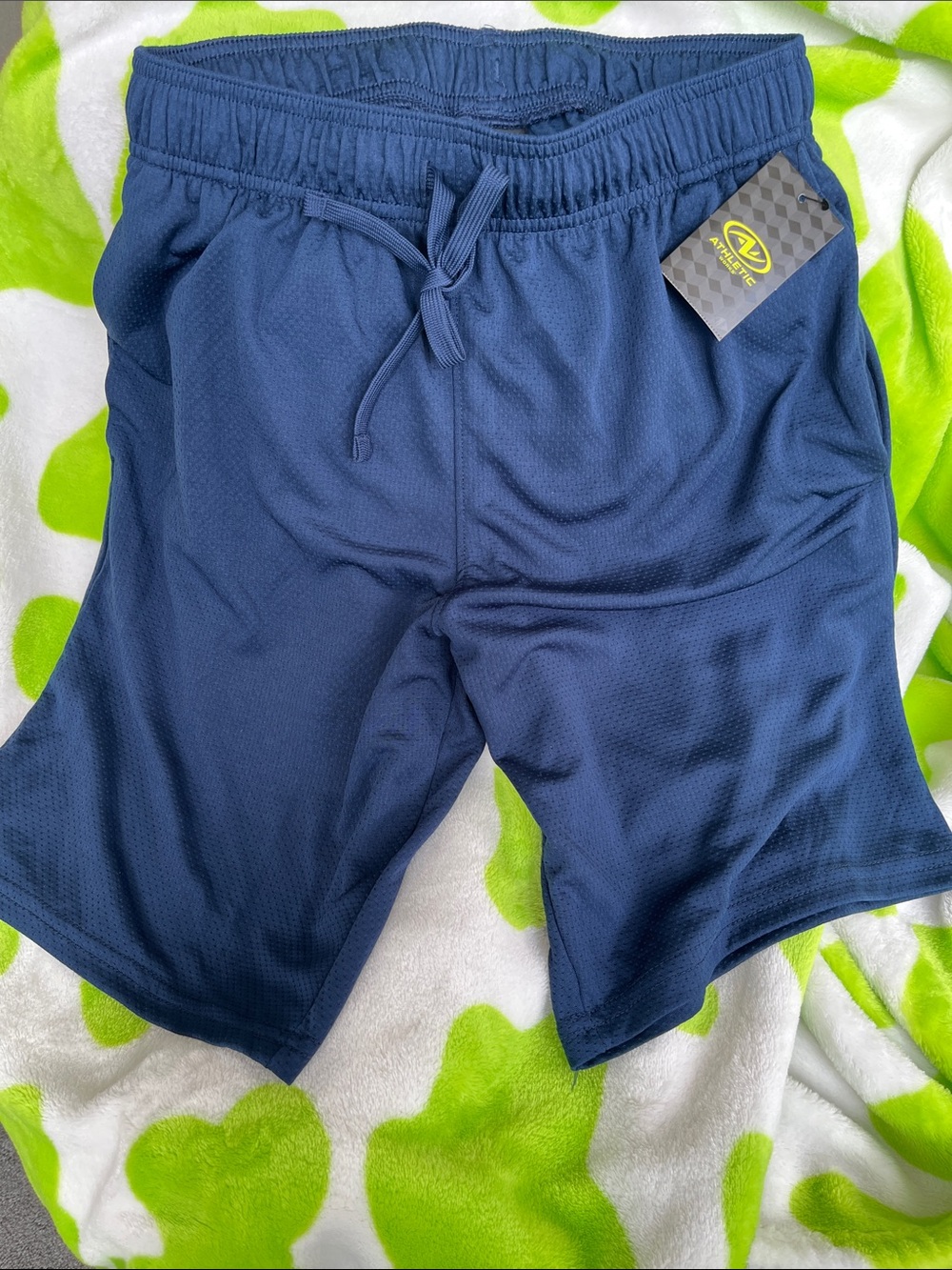 Athletic Works Men's Navy Blue Mesh Athletic Shorts with Drawstring